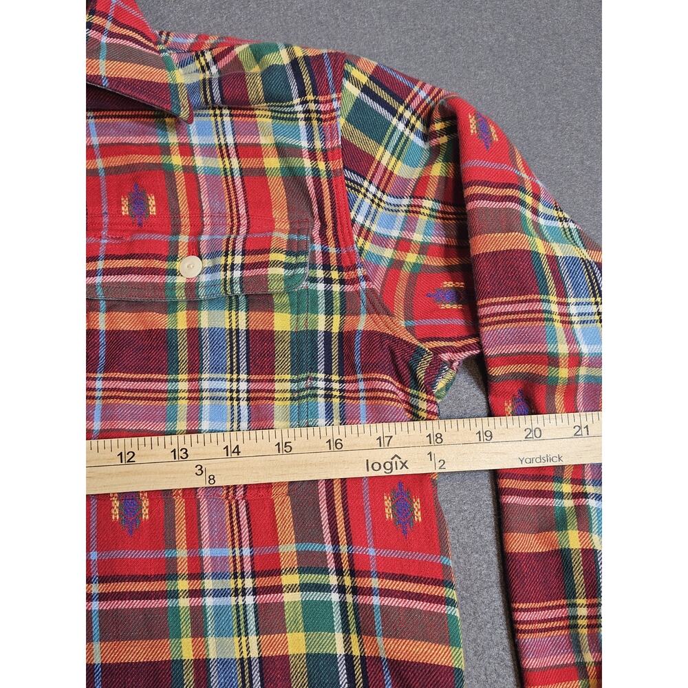 POLO Ralph Lauren Shirt Mens Small Red Plaid Southwest Aztec Patchwork Embroider - Picture 4 of 7